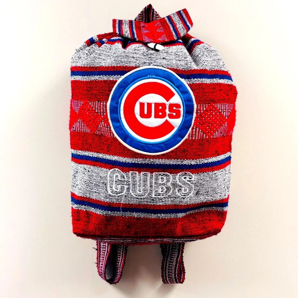 Chicago Cubs Sarape Striped Bucket Backpack MLB Fan Gear Bag Baseball Team Pack